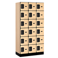 Salsbury Industries Box Locker, 36" W, 18" D, 76" H, (3) Wide, (18) Openings, Maple 36368MAP